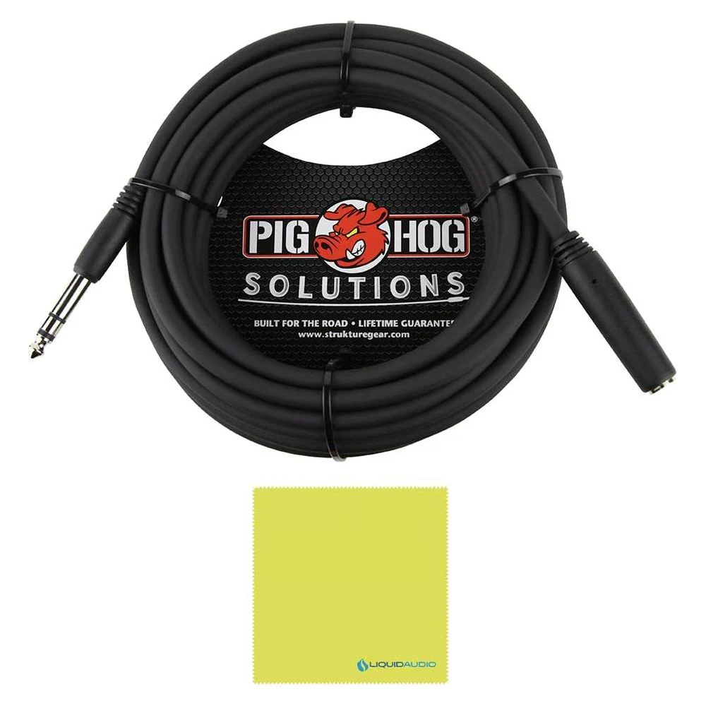 Liquid Audio Audio Technica BPHS2a Broadcast Stereo Headset Bundle w/Pig Hog PHX14-25 Headphone Extension Cable Polishing Cloth - Image 2