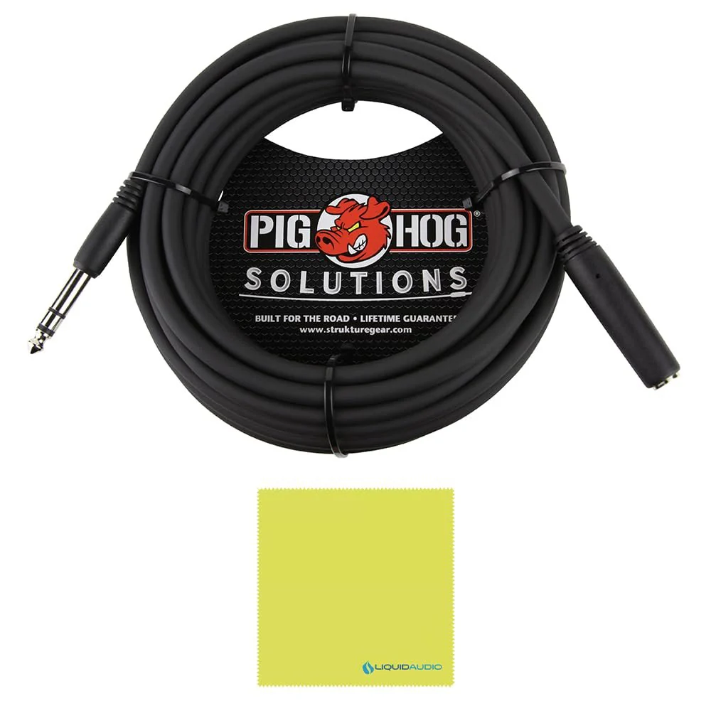 Liquid Audio Mackie MC-350 Professional Closed-Back Headphones Black Bundle with Pig Hog 25ft Headphone Extension Cable and Instrument Polishiing Cloth - Image 2