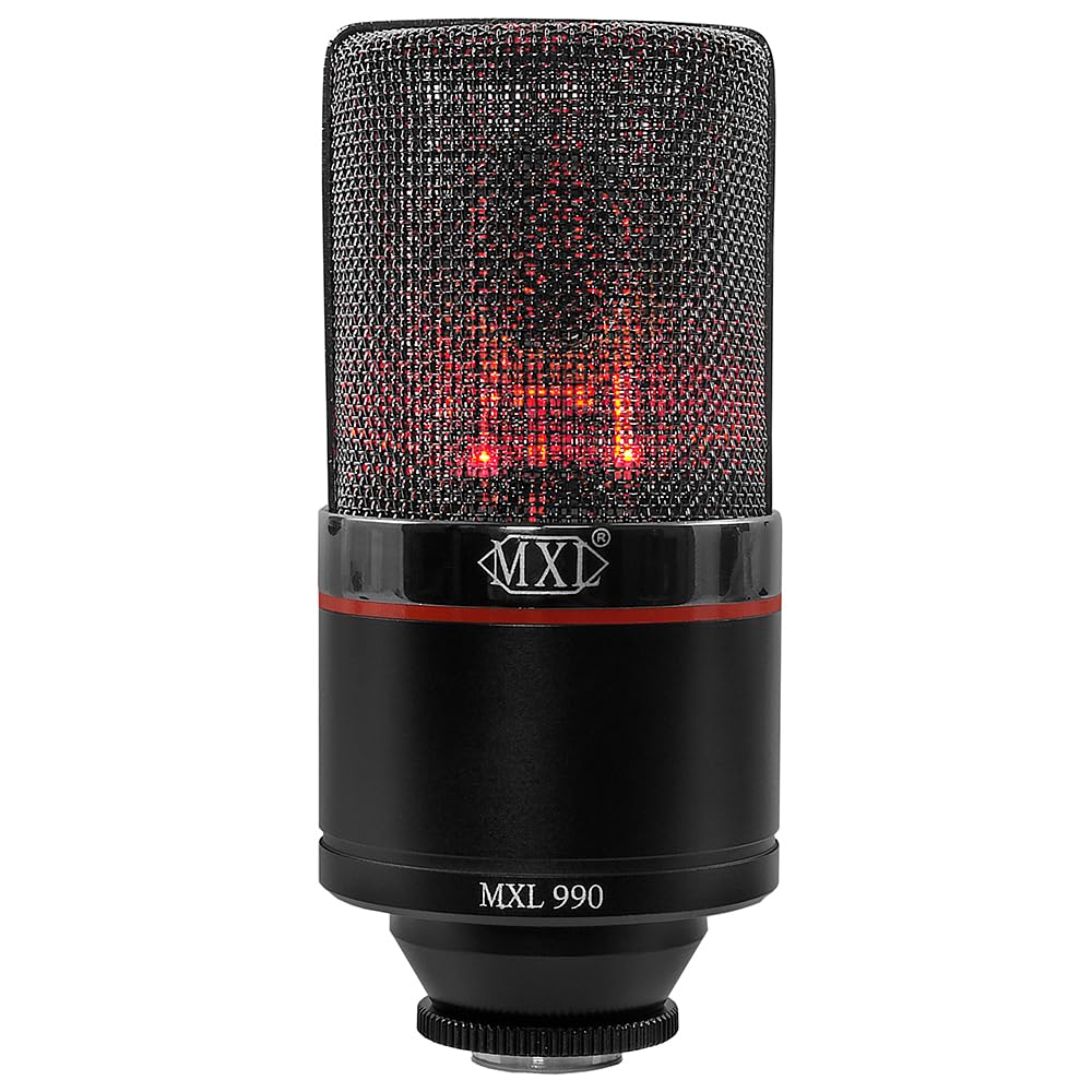 Liquid Audio - MXL 990 Blaze LED Studio Quality Condenser Microphone Bundle w/Pig Hog PHM10 8mm Mic Cable, Pop Filter Polishing Cloth - Image 3