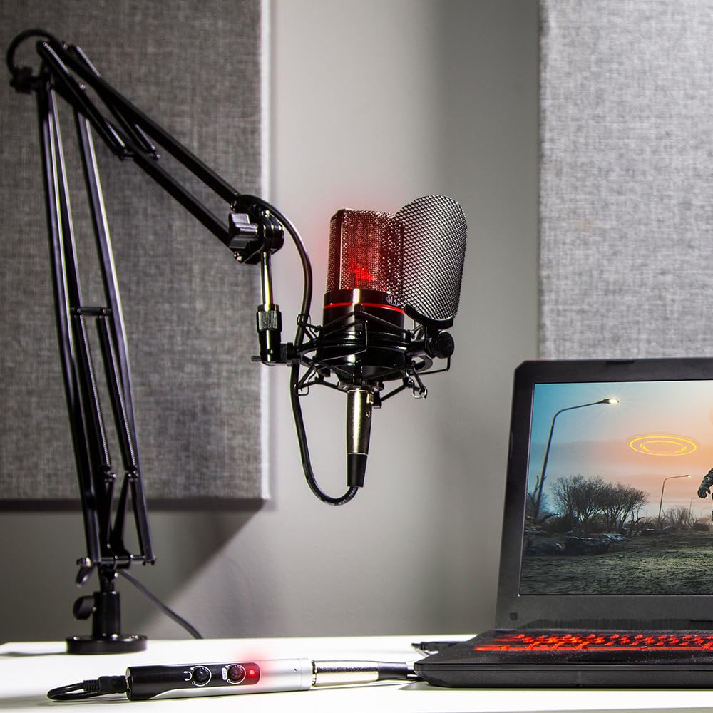 Liquid Audio - MXL 990 Blaze LED Studio Quality Condenser Microphone Bundle w/Pig Hog PHM10 8mm Mic Cable, Pop Filter Polishing Cloth - Image 6