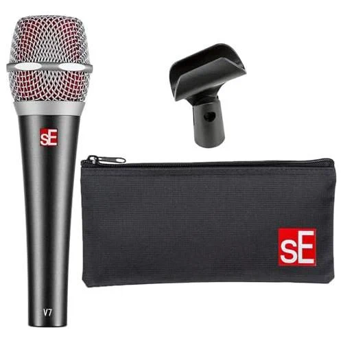 Liquid Audio sE Electronics V7 Supercardioid Dynamic Vocal Microphone Bundle w/Pig Hog PHM10 8mm Mic Cable Polishing Cloth - Image 3