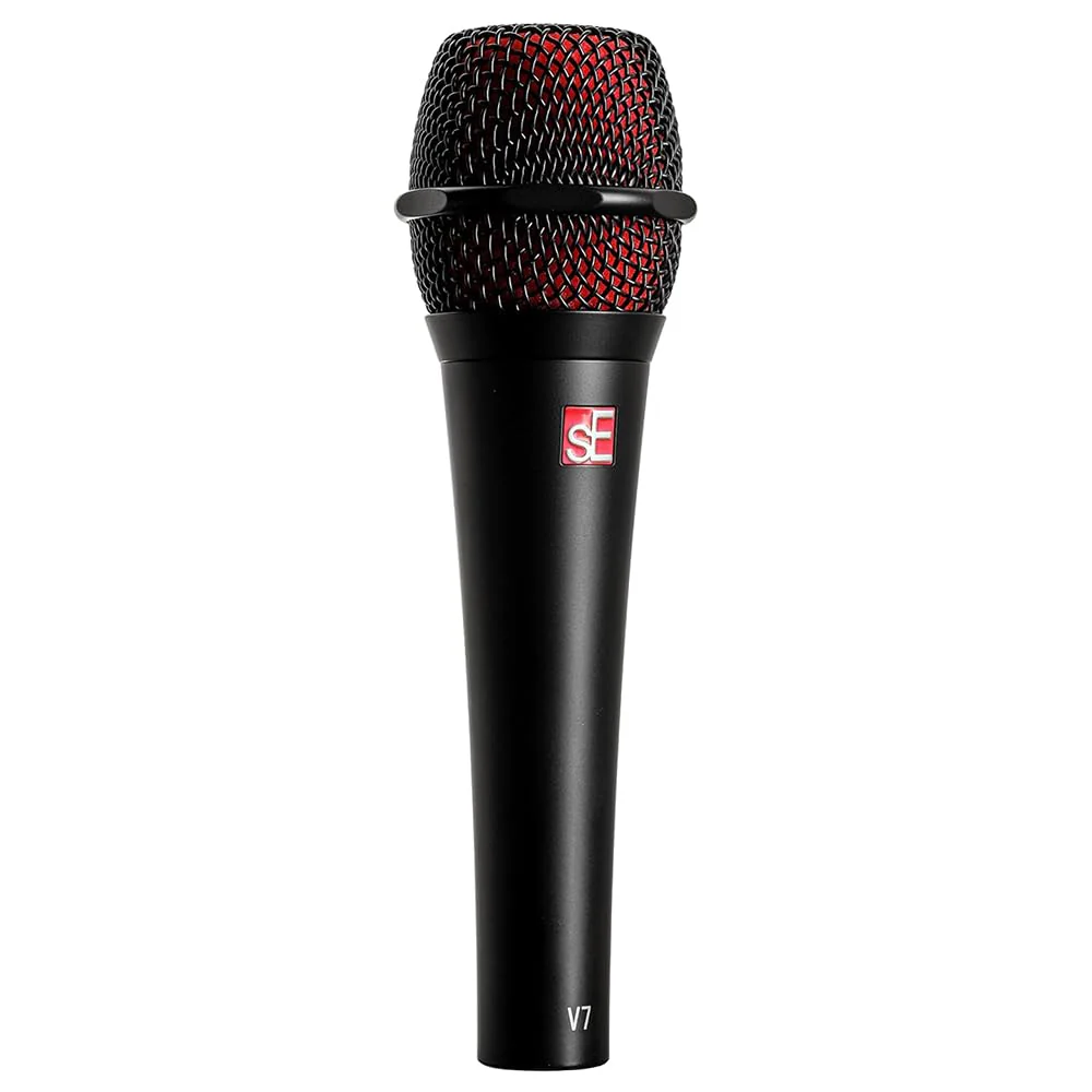 Liquid Audio sE Electronics V7 Supercardioid Dynamic Vocal Microphone in Black Finish Bundle w/Pig Hog PHM10 8mm Mic Cable Polishing Cloth - Image 7