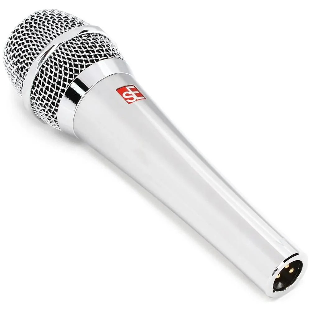 Liquid Audio sE Electronics V7 Supercardioid Dynamic Vocal Microphone in Chrome Finish Bundle w/Pig Hog PHM10 8mm Mic Cable Polishing Cloth - Image 3