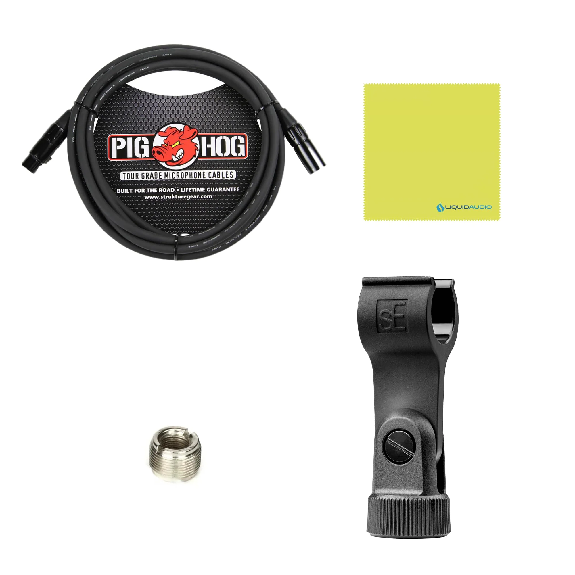 Liquid Audio sE Electronics X1 A Large-diaphragm Condenser Microphone Bundle w/Pig Hog PHM10 8mm Mic Cable Polishing Cloth - Image 2
