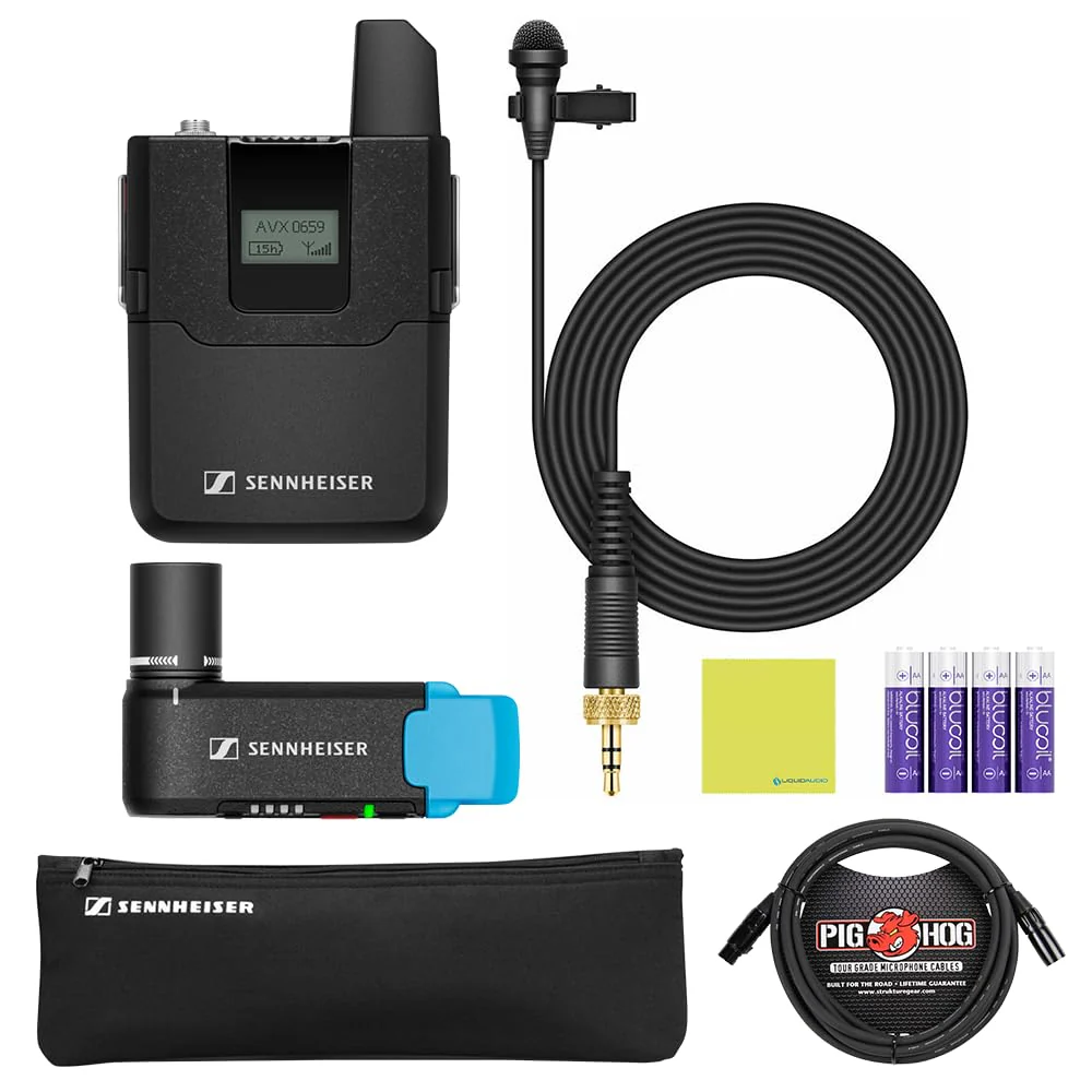 Liquid Audio Sennheiser AVX-ME2 Set-4-US Camera-mountable Wireless Lav Set Bundle w/Pig Hog PHM10 8mm Mic Cable, 4-Pack Blucoil AA Batteries Polishing Cloth - Image 7
