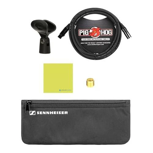 Liquid Audio Sennheiser E 835-S Cardioid Dynamic Vocal Microphone Bundle w/Pig Hog PHM10 8mm Mic Cable Polishing Cloth - Image 2