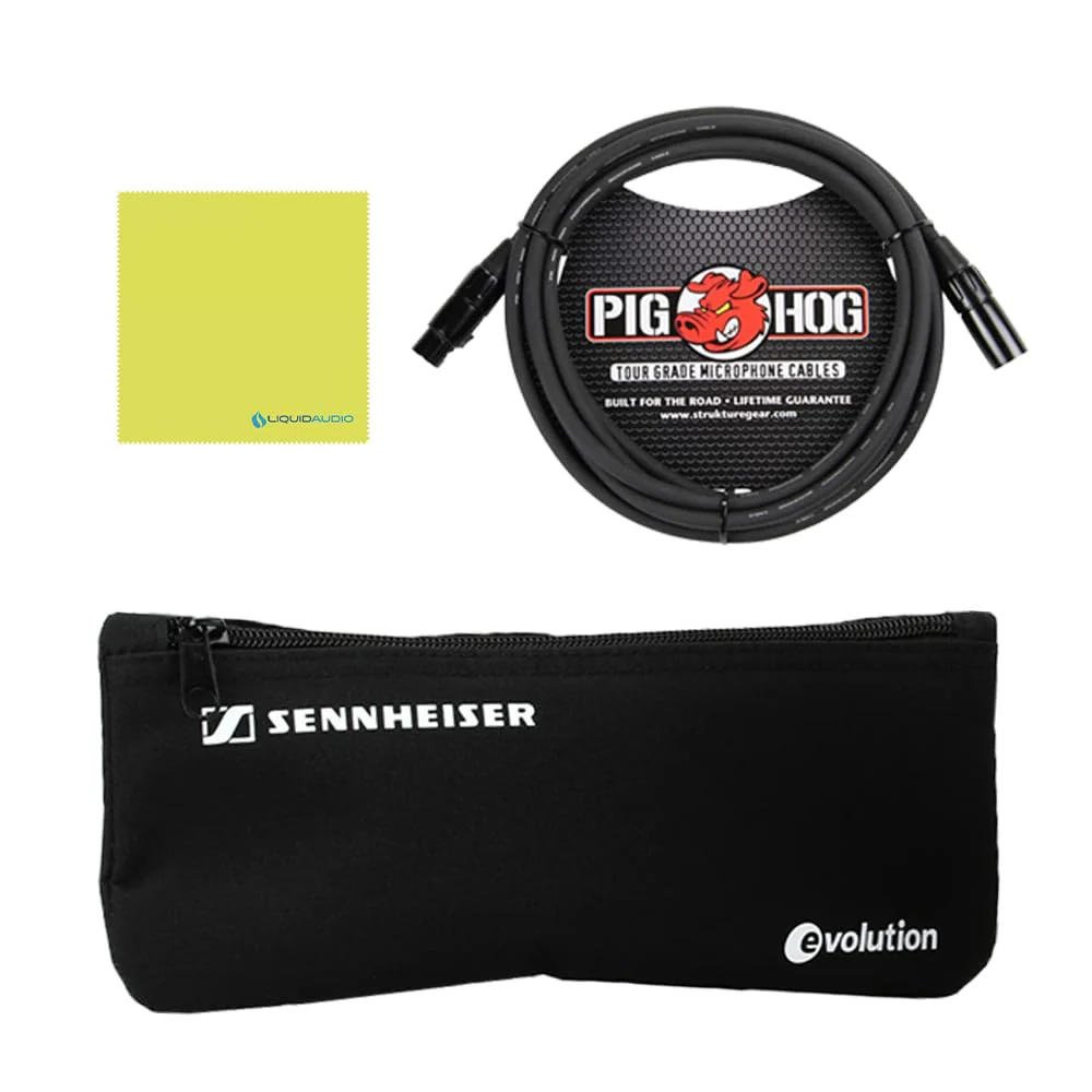 Liquid Audio - Sennheiser E 902 Cardioid Dynamic Kick Drum Microphone Bundle w/Pig Hog PHM10 8mm Mic Cable Polishing Cloth - Image 7