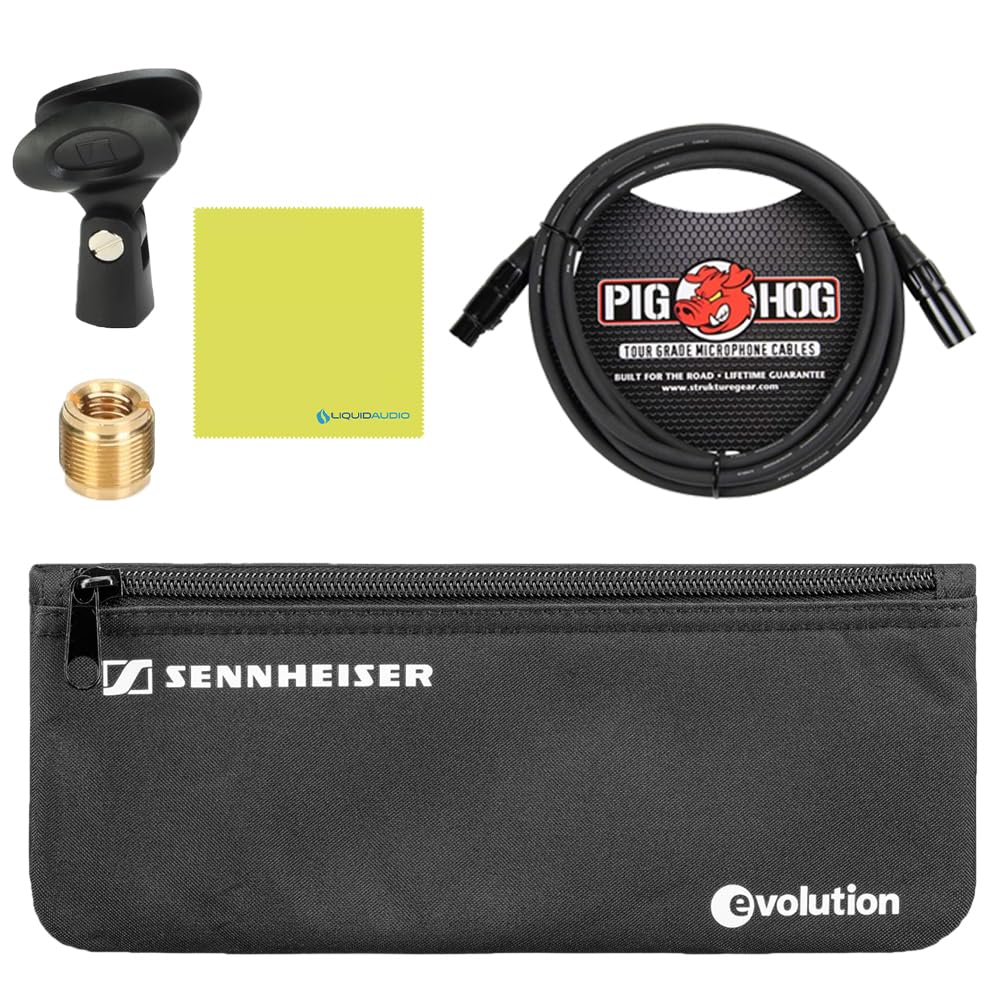 Liquid Audio - Sennheiser E 935 Cardioid Dynamic Vocal Microphone Bundle w/Pig Hog PHM10 8mm Mic Cable Polishing Cloth - Image 7