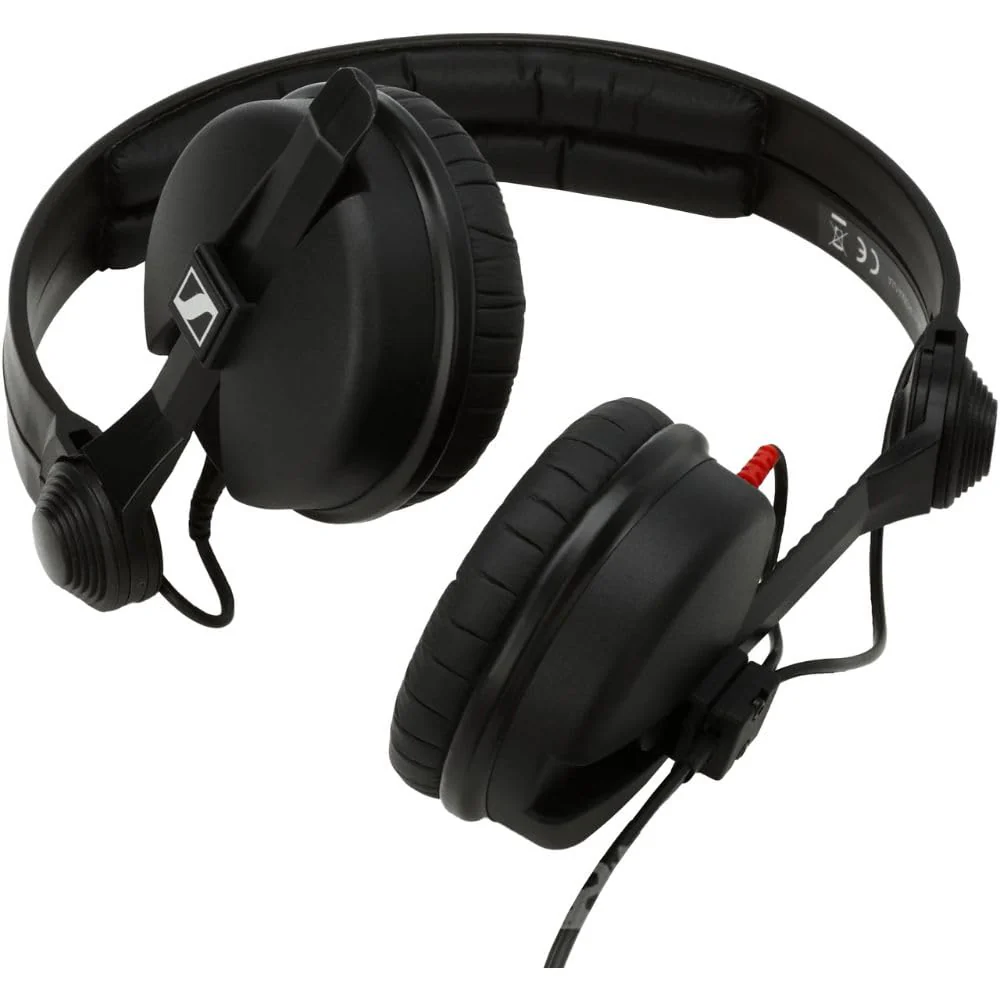 Liquid Audio Sennheiser HD 25 On-Ear DJ Headphones, Black Bundle w/Pig Hog PHX14-25 1/4" Headphone Extension Cable Polishing Cloth - Image 2