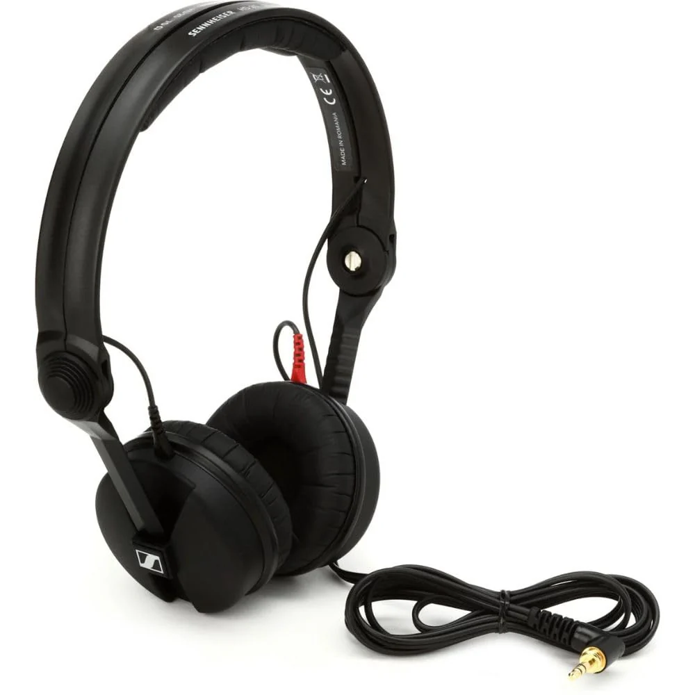 Liquid Audio Sennheiser HD 25 On-Ear DJ Headphones, Black Bundle w/Pig Hog PHX14-25 1/4" Headphone Extension Cable Polishing Cloth - Image 6