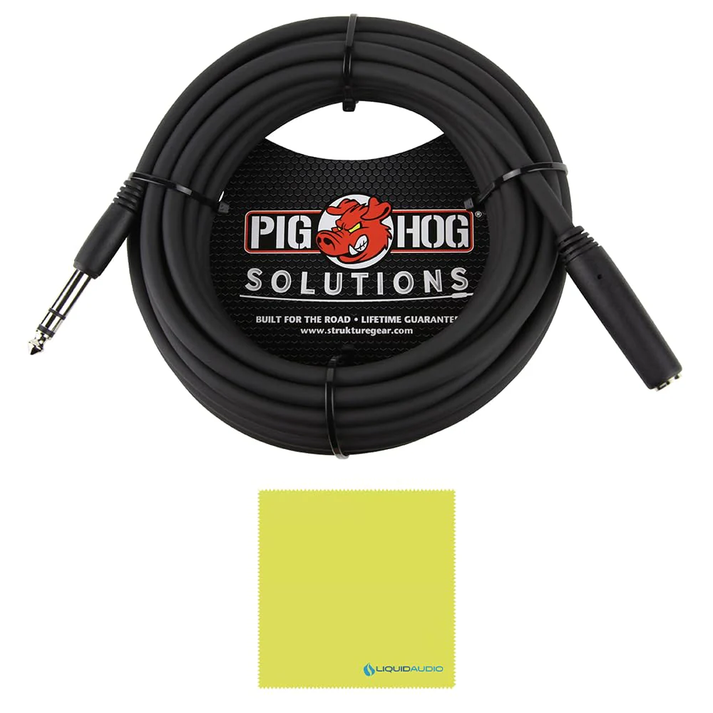 Liquid Audio Sennheiser HD 400 PRO Open-Back Dynamic Headphones in Black, Bundle w/Pig Hog PHX14-25 1/4" Headphone Extension Cable Polishing Cloth - Image 2