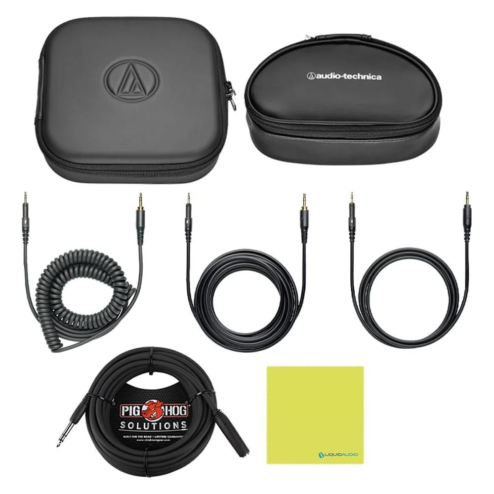 Liquid Audio Audio-Technica ATH-M70x Professional Monitor Headphones Bundle w/Pig Hog Solutions Headphone Extension Cable 1/4" Polishing Cloth - Image 6