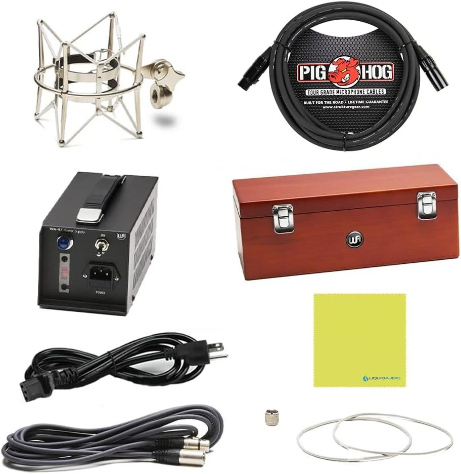 Liquid Audio Warm Audio WA-47 True '47 Style Capsule Tube Condenser Microphone Bundle w/Shock Mount, Pig Hog 8mm XLR Mic Cable Polishing Cloth - Image 5