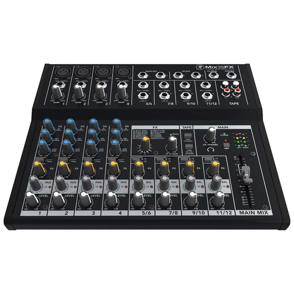 Mackie Mix12FX 12-Channel Compact Mixer with Effects Bundle with 2x Pig Hog 10ft XLR Tour Grade Microphone Cables & Polishing Cloth – Built-In FX, 3-Band EQ, and Stereo RCA I/O - Image 3
