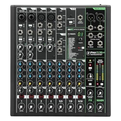 Mackie ProFX10v3 10-Channel Analog Mixer with USB Bundle w/Samson Over-Ear Stereo Headphones, 2-Pack Pig Hog 8mm XLR Mic Cable, Liquid Audio Pop Filter and Liquid Audio Polishing Cloth - Image 4