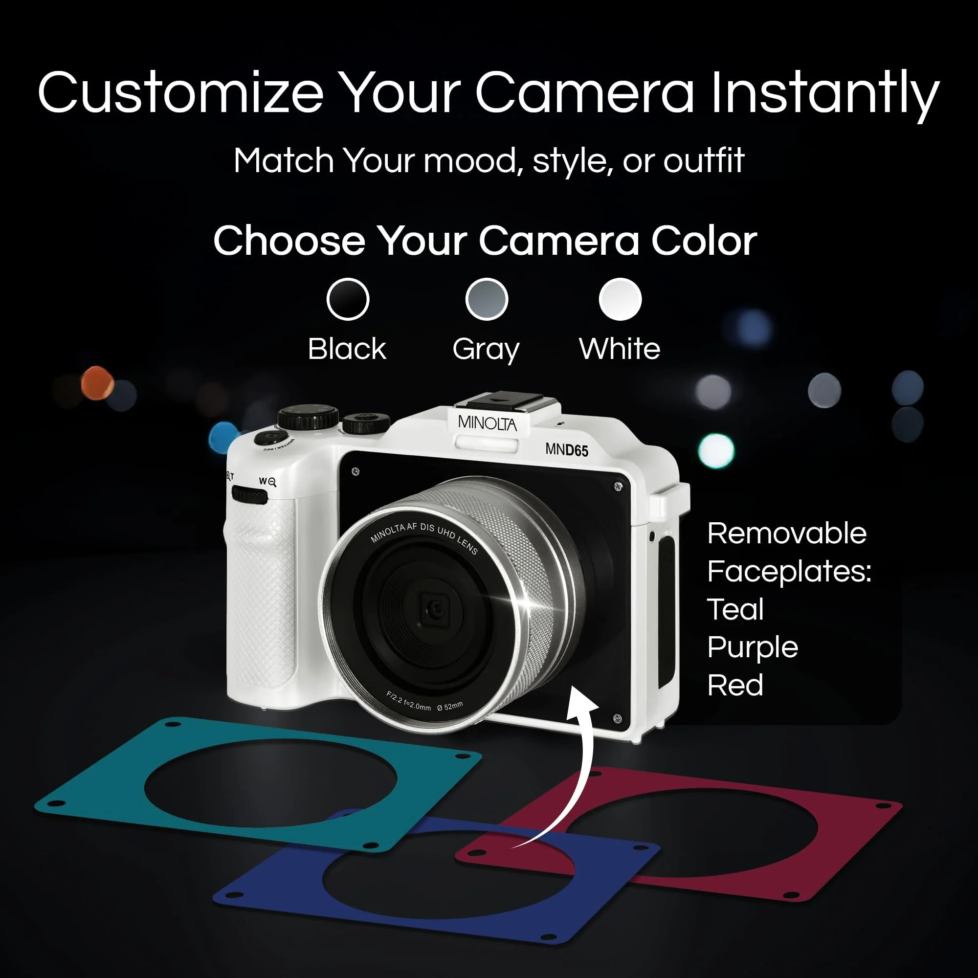 Minolta Digital Camera – 56MP Photos, 4K 60FPS Video, Dual-Lens Selfie Design, 18X Zoom, Wi-Fi, RAW/JPEG Capture, 3” LCD, Compact Travel Camera (Black) - Image 5