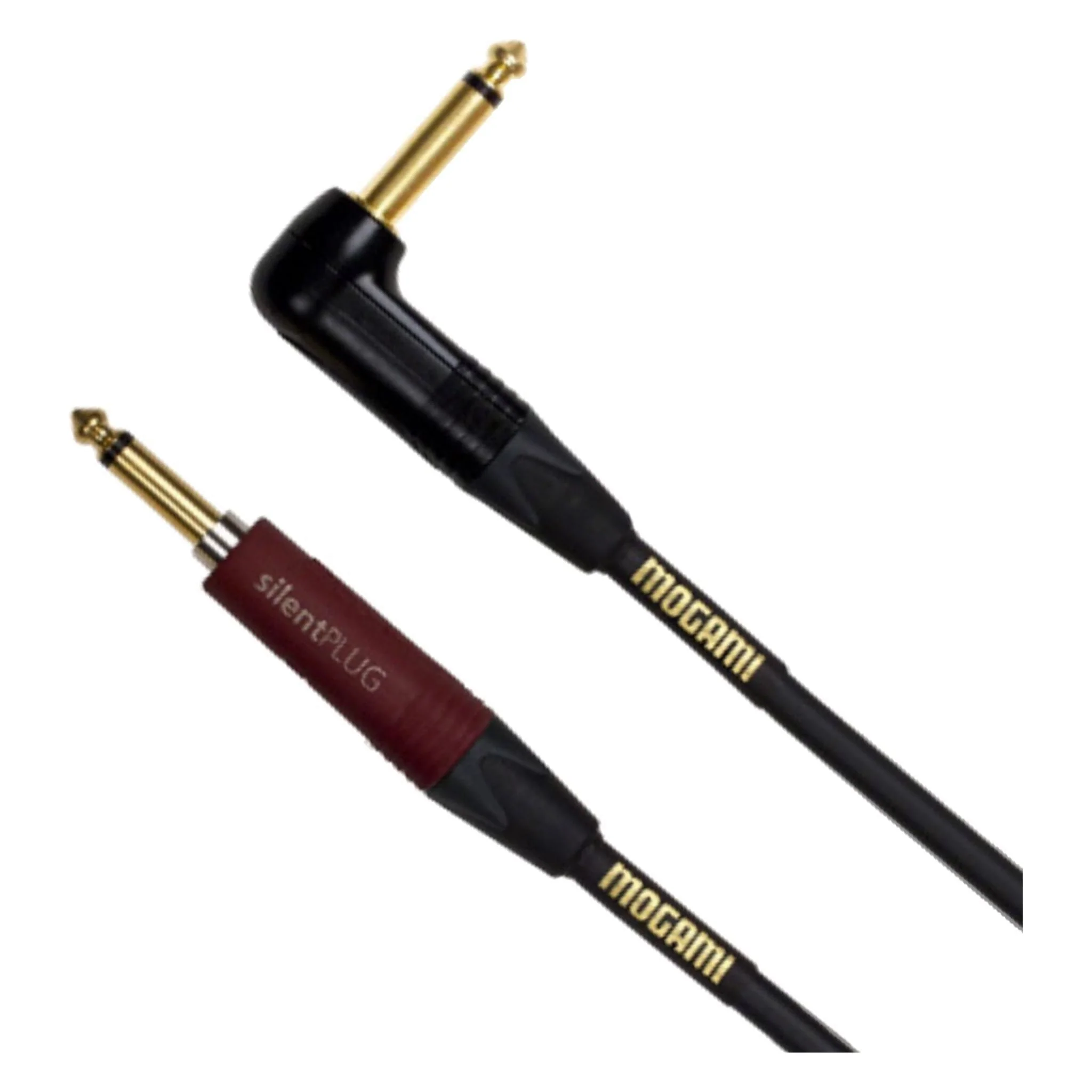 Mogami GOLD INSTRUMENT SILENT S-18R Instrument Cable, Gold 1/4" TS Right Angle Plug Connector 18FT - Image 3