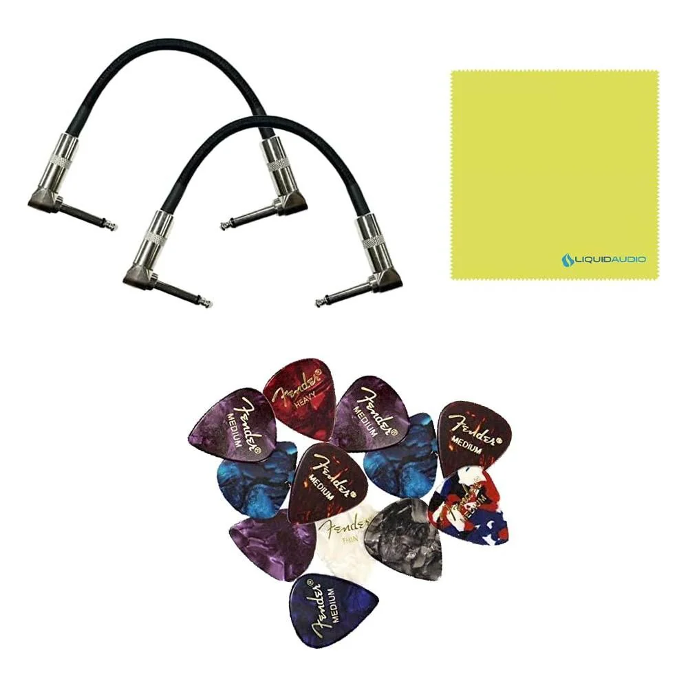 Morley 20/20 Bad Horsie Wah Pedal Bundle with 2x Strukture S6P48 Woven Right Angle Patch Cables, 12x Guitar Picks and Liquid Audio Polishing Cloth - Image 3