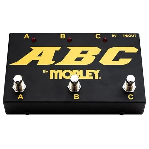 Morley Gold Series ABC 3-button Switcher/Combiner Pedal Bundle w/2x Strukture S6P48 Woven Right Angle Patch Cables, 12x Guitar Picks and Liquid Audio Polishing Cloth - Image 2