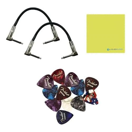 Morley Gold Series ABC 3-button Switcher/Combiner Pedal Bundle w/2x Strukture S6P48 Woven Right Angle Patch Cables, 12x Guitar Picks and Liquid Audio Polishing Cloth - Image 3