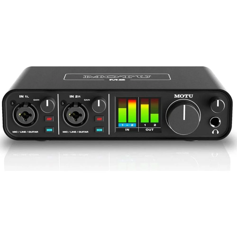 MOTU M2 2x2 USB-C Audio Interface Bundle w/Samson SRH350 Over-Ear Stereo Headphones, 2-Pack Pig Hog PHM10 8mm XLR Mic Cable and Liquid Audio Polishing Cloth - Image 8