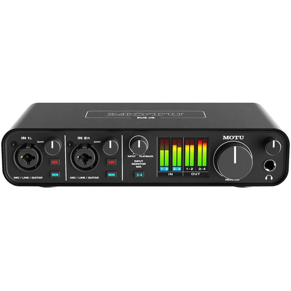 MOTU M4 4x4 USB-C Audio Interface Bundle with 2x Pig Hog 10ft XLR Tour Grade Microphone Cables & Polishing Cloth – 24-bit/192kHz Recording, ESS Sabre32 Ultra DAC - Image 3