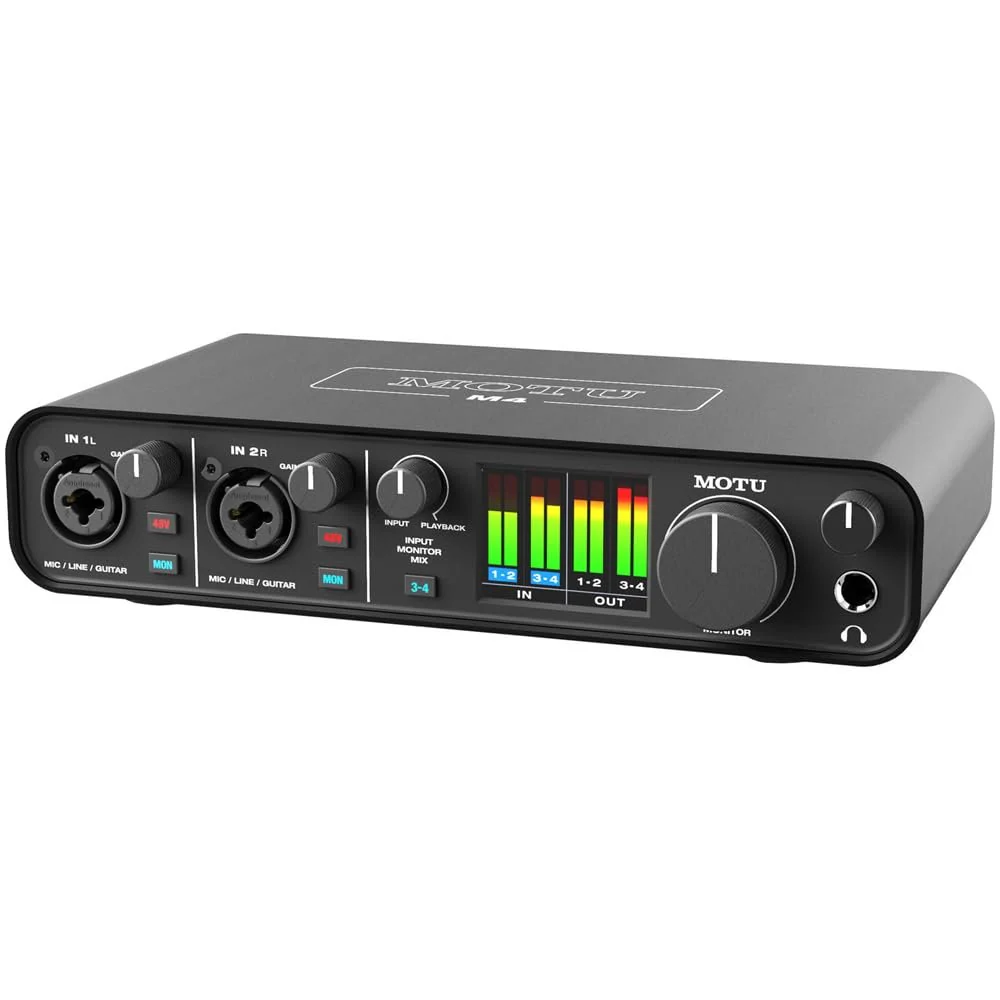 MOTU M4 4x4 USB-C Audio Interface Bundle with 2x Pig Hog 10ft XLR Tour Grade Microphone Cables & Polishing Cloth – 24-bit/192kHz Recording, ESS Sabre32 Ultra DAC - Image 4