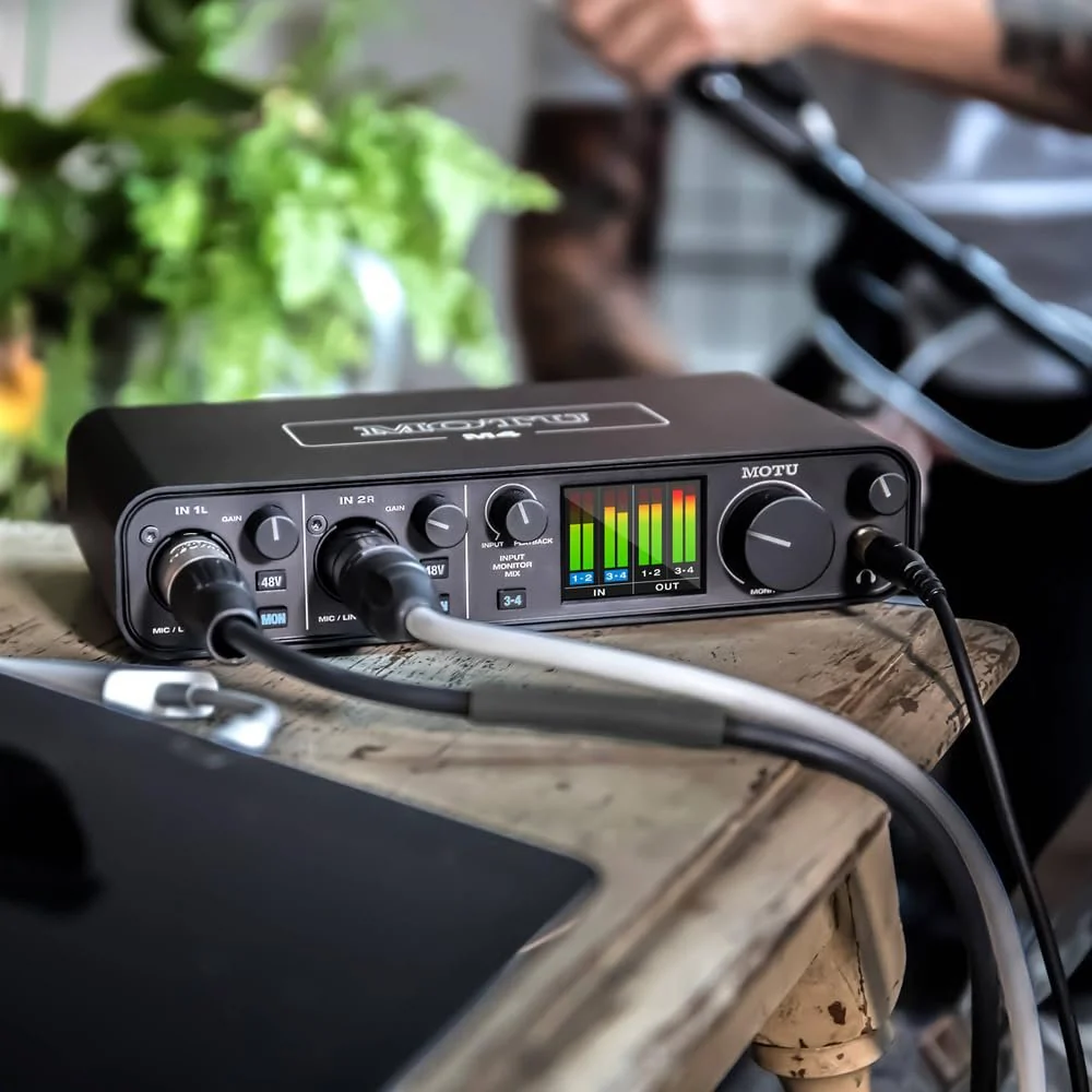 MOTU M4 4x4 USB-C Audio Interface Bundle with 2x Pig Hog 10ft XLR Tour Grade Microphone Cables & Polishing Cloth – 24-bit/192kHz Recording, ESS Sabre32 Ultra DAC - Image 5