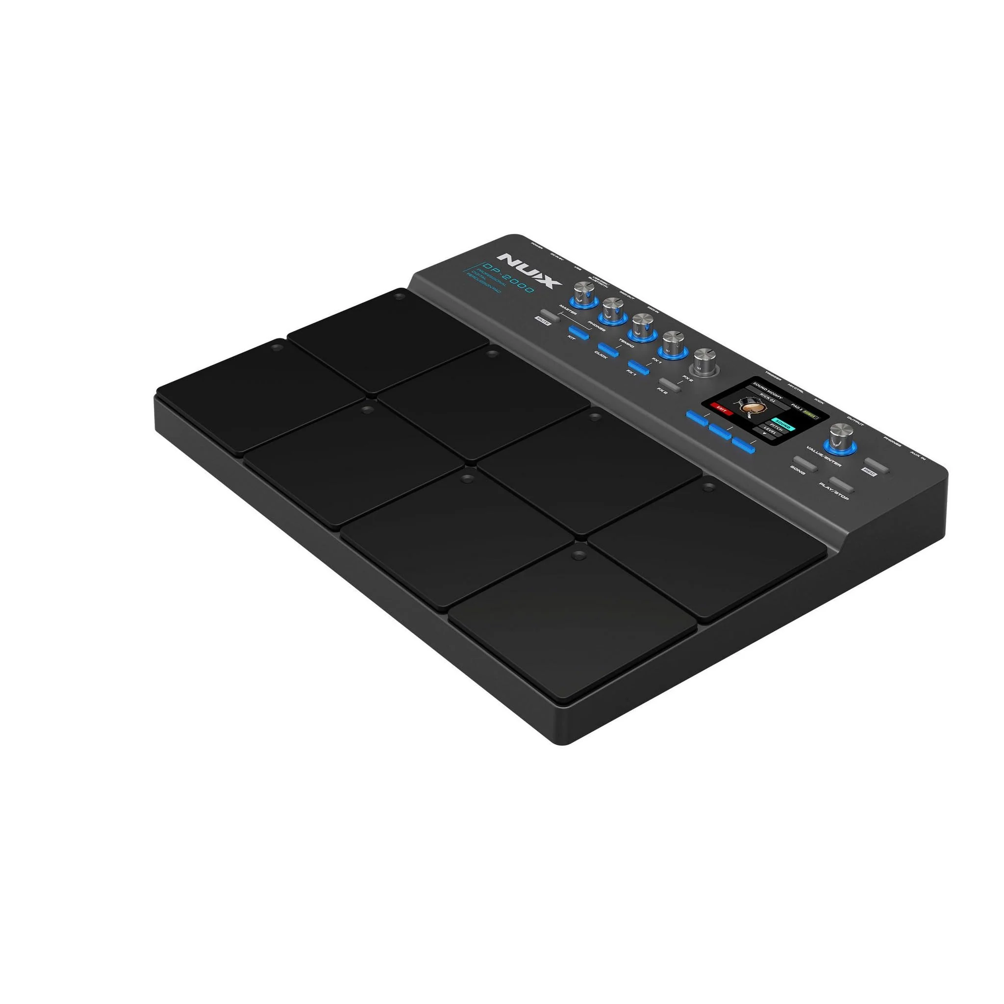 NUX DP-2000 8-Velocity Sensitive Independent Strike Percussion Pad with LED Lights, UI Interactive Interface, Six On-Board Effects, and Wavimport Function - Image 3
