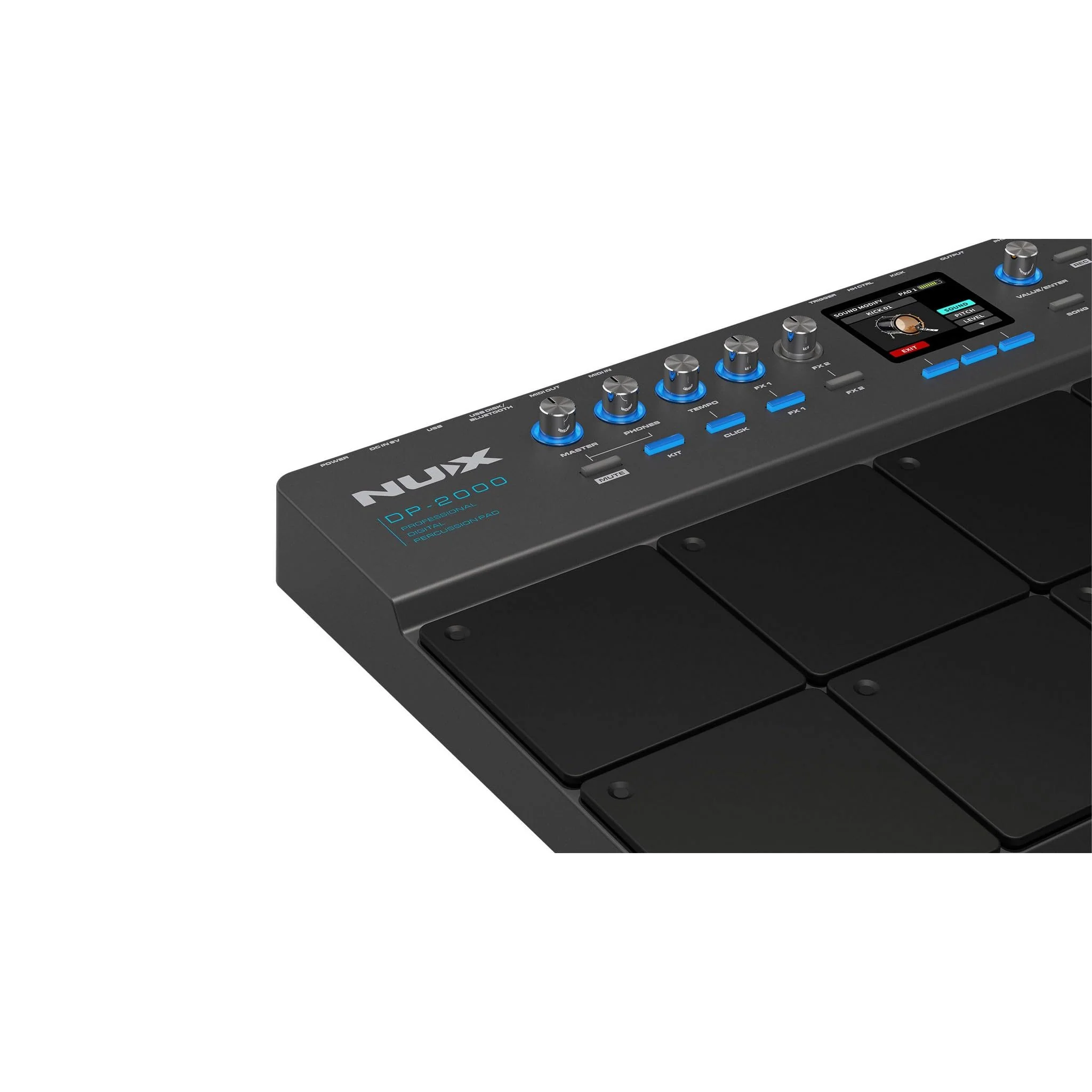 NUX DP-2000 8-Velocity Sensitive Independent Strike Percussion Pad with LED Lights, UI Interactive Interface, Six On-Board Effects, and Wavimport Function - Image 5