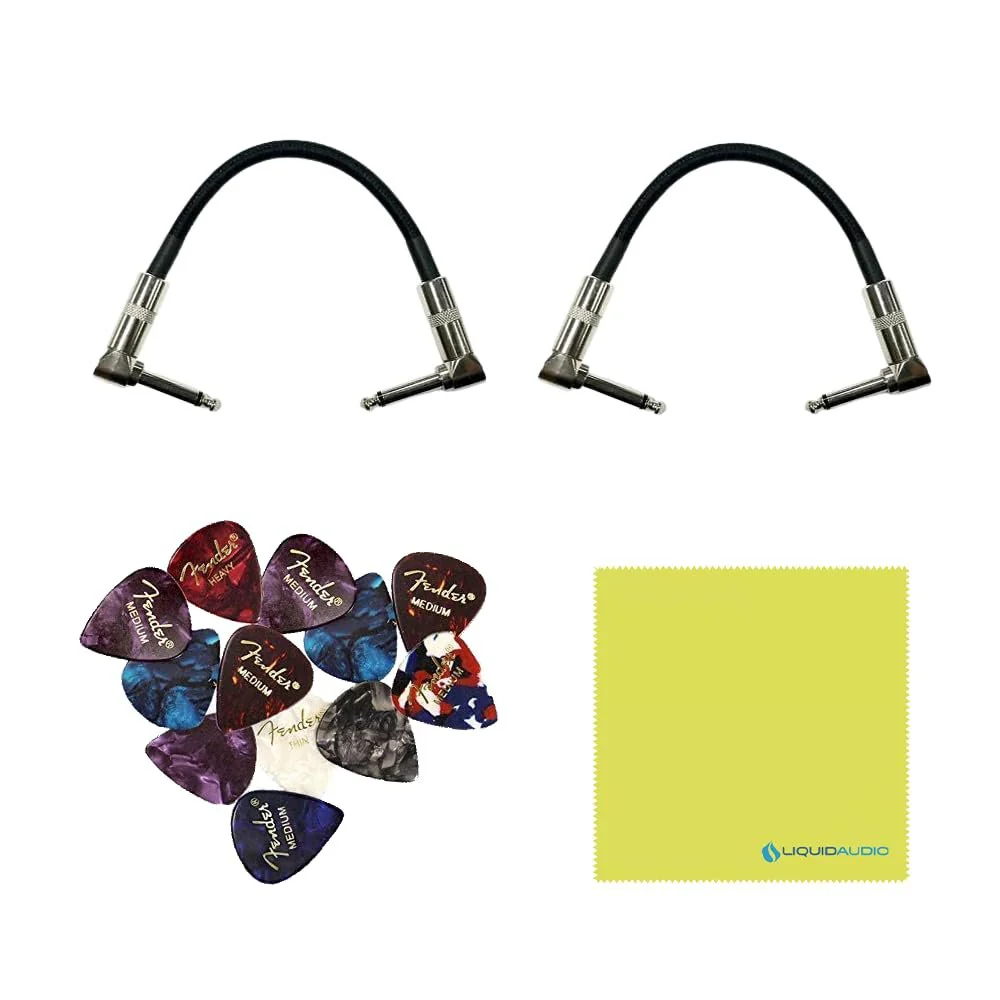 NUX Guitar Wireless System (C-5RC 5.8GHz) for Active/Passive Pickup Guitar with Charging Case Bundle with 2x Strukture S6P48 Woven Right Angle Patch Cables, 12x Fender Guitar Picks & Polishing Cloth - Image 4