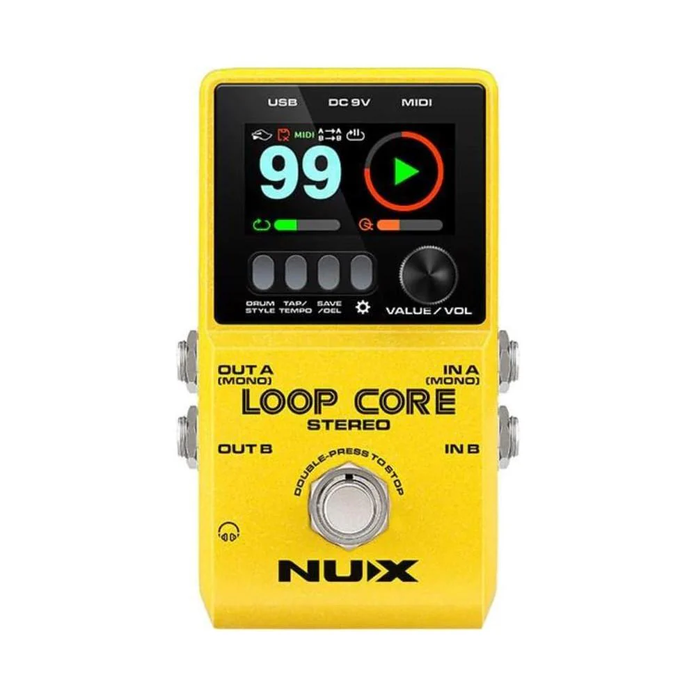 NUX Loop Core Stereo Guiter Looper Pedal Bundle w/ 2x Strukture S6P48 Woven Right Angle Patch Cables and Liquid Audio Polishing Cloth - Image 2