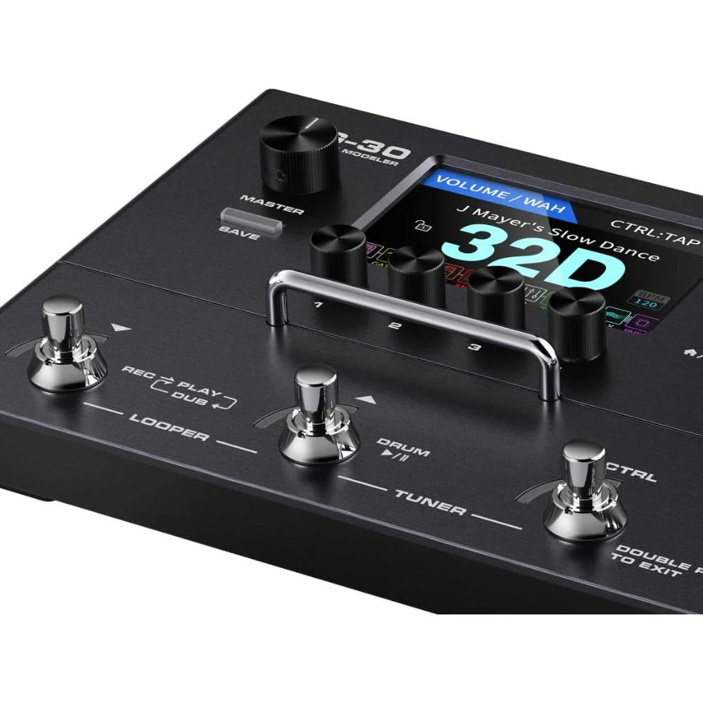 NUX MG30 Guitar Multi-Effects Pedal Guitar/Bass/Acoustic Amp Modeler Bundle w/ 2x Strukture S6P48 Woven Right Angle Patch Cables and Liquid Audio Polishing Cloth - Image 6