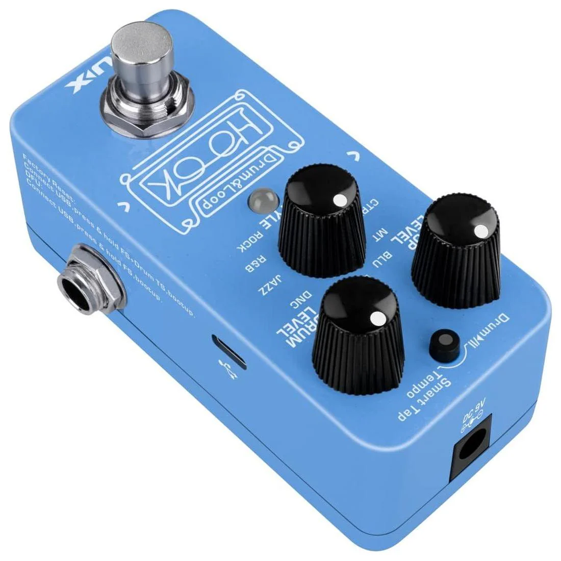 NUX NDL-3 HOOK Drum & Loop Mini Looper Pedal, 6 minutes recording, unlimited overdubs, 1/8 phones out for silent practice - Image 4