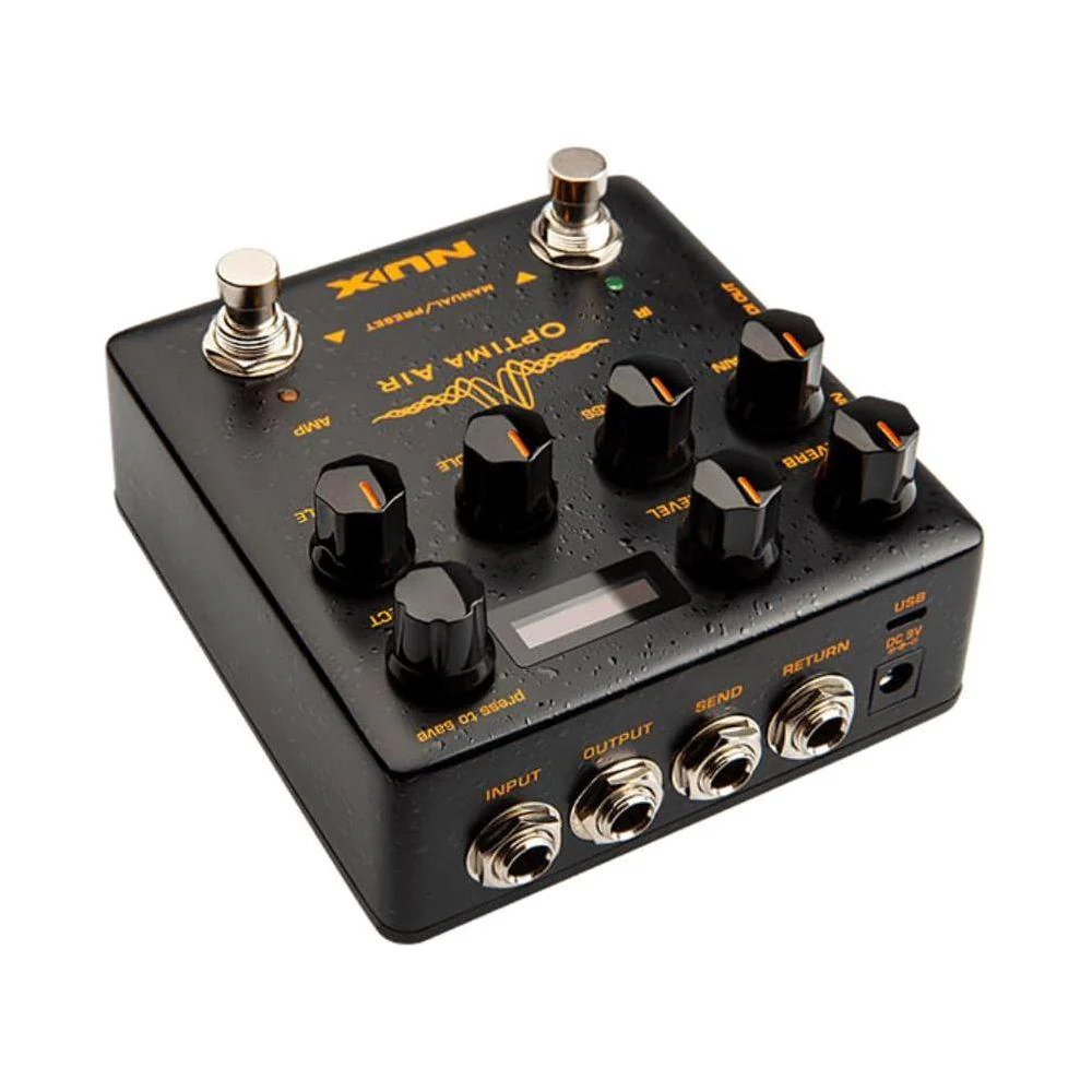 NUX Optima Air NAI-5 Dual Switch Guitar Simulator Bundle w/2x Strukture S6P48 Woven Right Angle Patch Cables, 12x Guitar Picks and Liquid Audio Polishing Cloth - Image 5