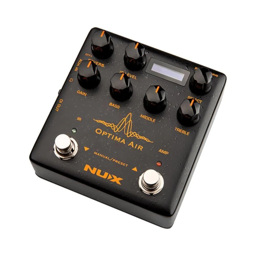 NUX Optima Air NAI-5 Dual Switch Guitar Simulator Bundle w/2x Strukture S6P48 Woven Right Angle Patch Cables, 12x Guitar Picks and Liquid Audio Polishing Cloth - Image 6