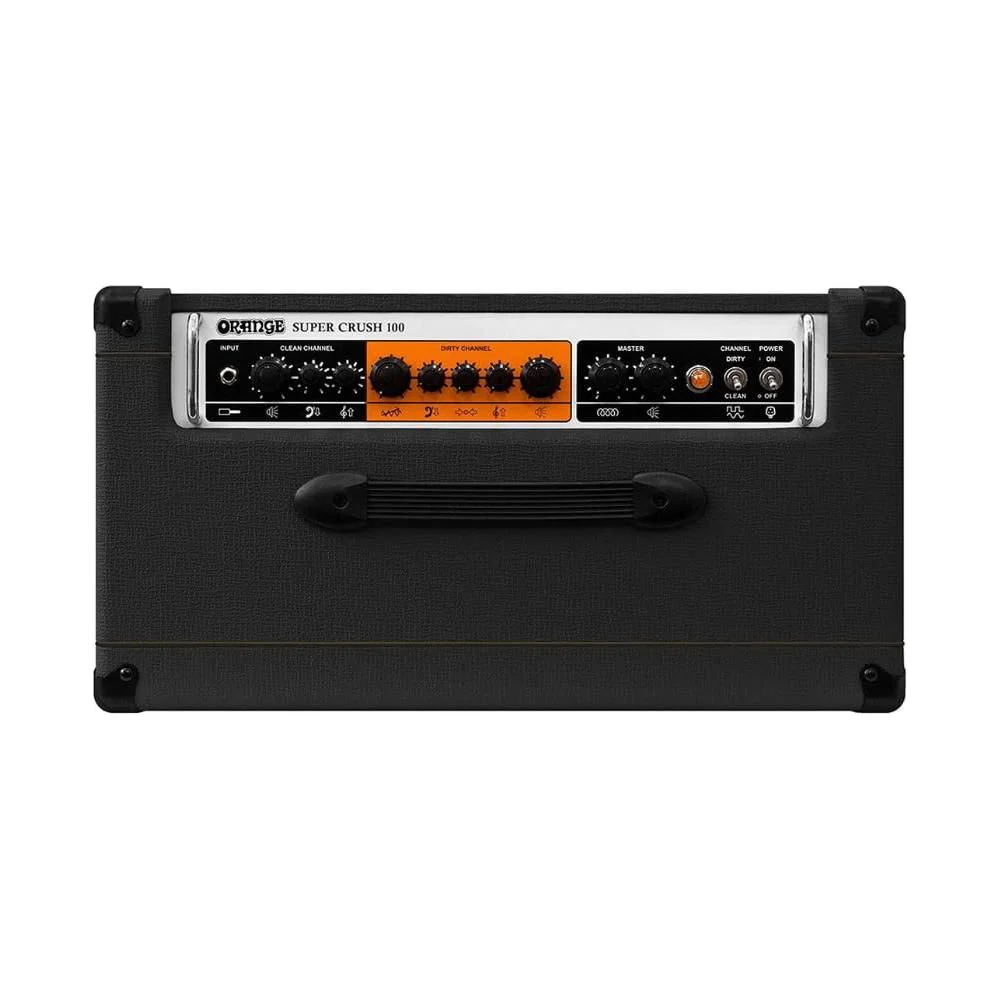 Orange Amps Super Crush 100 Black 100-watt Solid-State 1 x 12 Combo Bundle w/Orange FS1 Footswitch, Pig Hog Cable, Power Adapter and Liquid Audio Polishing Cloth - Image 3