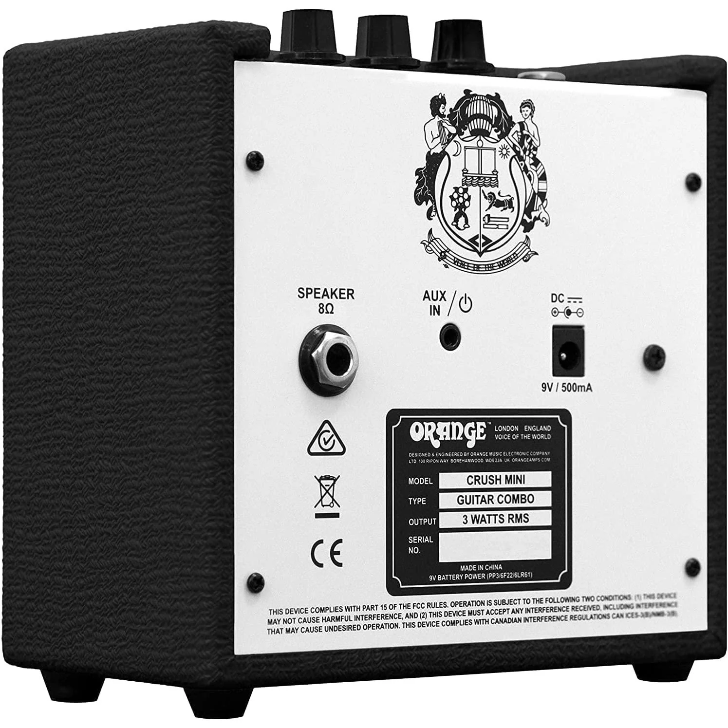 Orange Crush Amp Black Mini 3W Analogue Combo Battery Powered Amp Bundle with AC Power Adapter, 9V Battery & Polishing Cloth - Electric Bass Guitar Amp, Portable Practice Amp, Mini Speaker Amplifier - Image 4