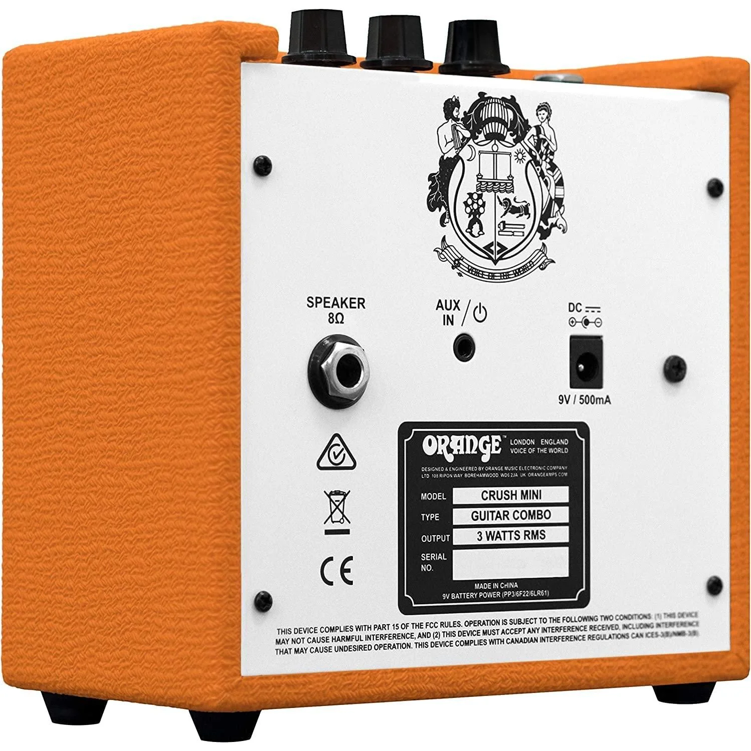 Orange Crush Amp Mini 3W Analogue Combo Battery Powered Amp Bundle with AC Power Adapter, 9V Battery & Polishing Cloth - Electric Bass Guitar Amp, Portable Practice Amp, Mini Speaker Amplifier - Image 4