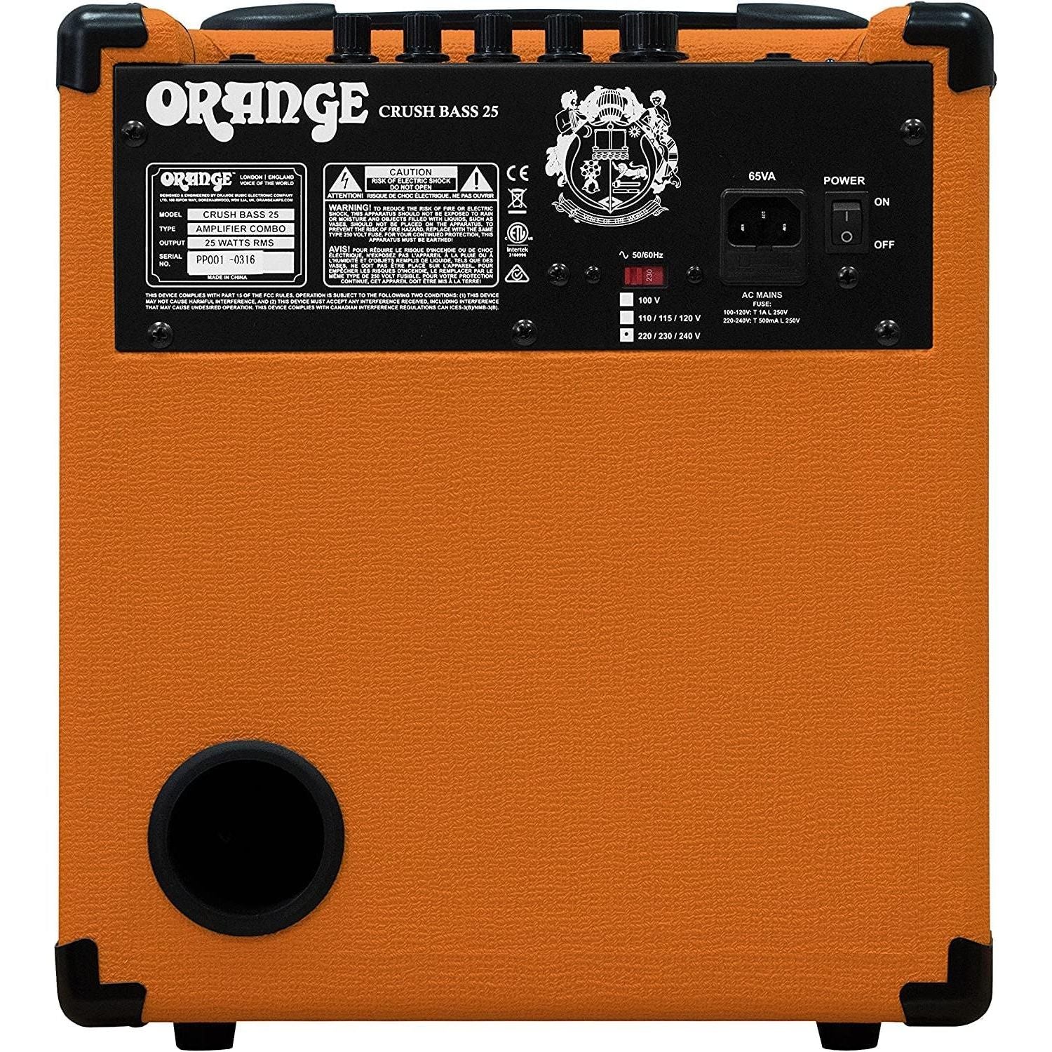 Orange Crush Bass 25 Guitar Combo Amp Bundle with 10ft Orange Woven Instrument Cable and Liquid Audio Polishing Cloth 1x8” 25 Watts, 3 Band EQ & Integrated Chromatic Tuner - Image 6
