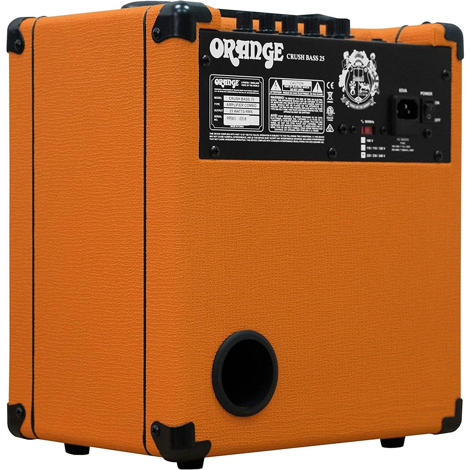 Orange Crush Bass 25 Guitar Combo Amp Bundle with 10ft Orange Woven Instrument Cable and Liquid Audio Polishing Cloth 1x8” 25 Watts, 3 Band EQ & Integrated Chromatic Tuner - Image 8
