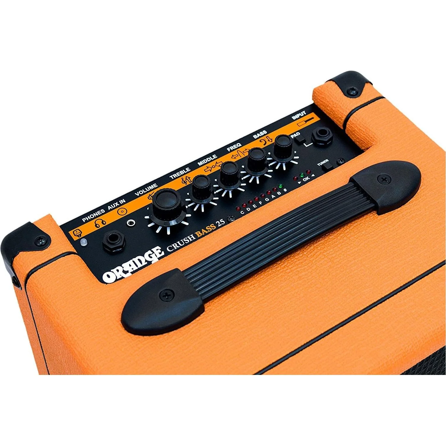 Orange Crush Bass 25 Guitar Combo Amp Bundle with 10ft Orange Woven Instrument Cable and Liquid Audio Polishing Cloth 1x8” 25 Watts, 3 Band EQ & Integrated Chromatic Tuner - Image 9
