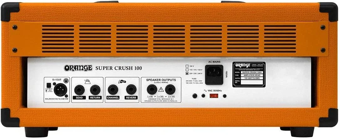 Orange SUPER-CRUSH-100-H Super Crush 100W Guitar Amplifier Head Bundle w/Pig Hog 10' Orange Creme 2.0 Guitar Bass Cable, Power Cable & Liquid Audio Polishing Cloth - Image 5