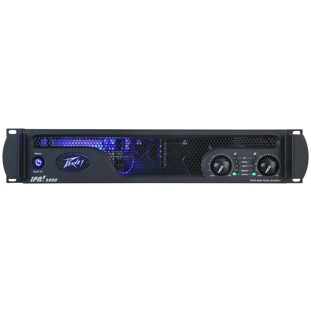 Peavey IPR2 5000 Power Amplifier Bundle with 2x 20ft Pig Hog Black Woven Instrument Cables and Polishing Cloth – 2-Channel Lightweight Professional Audio Amp - Image 3