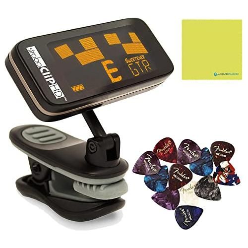 Peterson StroboClip HD Clip-On Tuner Bundle for Guitar, Bass, Violin, Ukulele, Harp, Brass, Woodwind, Orchestral w/ 12-Pack Fender Guitar Picks & Liquid Audio Polishing Cloth - Image 6