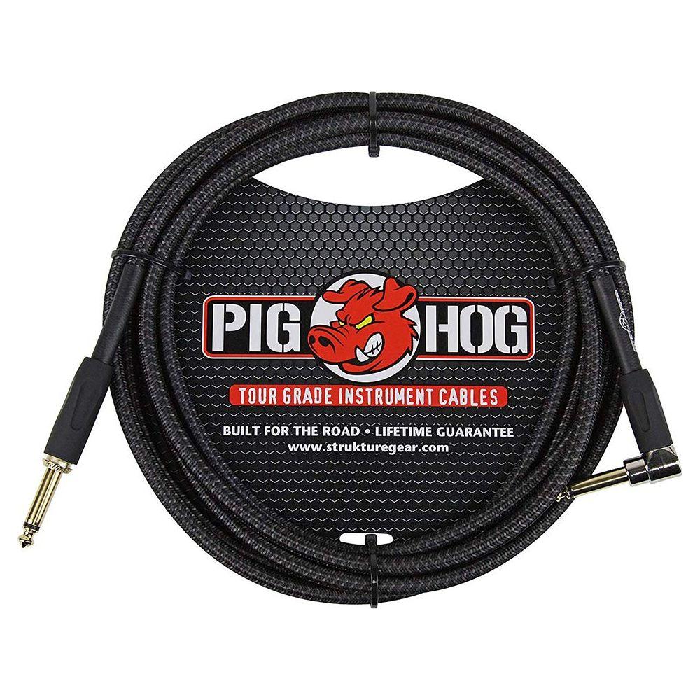 Pig Hog PCH10BKR Black Woven Instrument Cable, 10ft Right Angle (2-Pack) - Image 2
