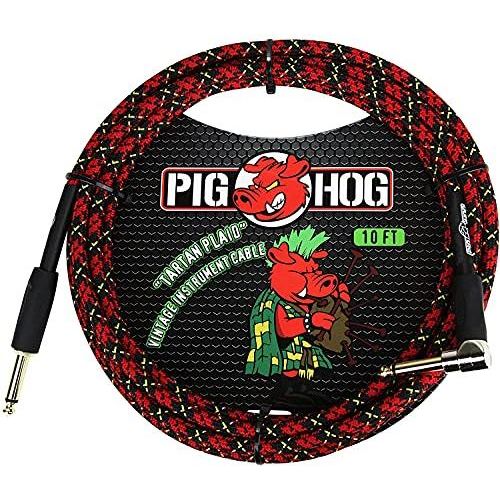 Pig Hog PCH10PLR 1/4" to 1/4" Right-Angle Tartain Plaid Guitar Instrument Cable, 10 Feet - Image 2