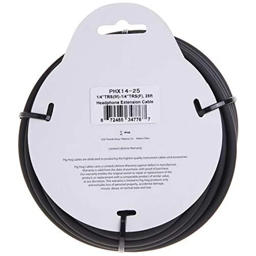 Pig Hog PHX14-25 1/4" TRSF to 1/4" TRSM Headphone Extension Cable, 25 Feet - Image 8