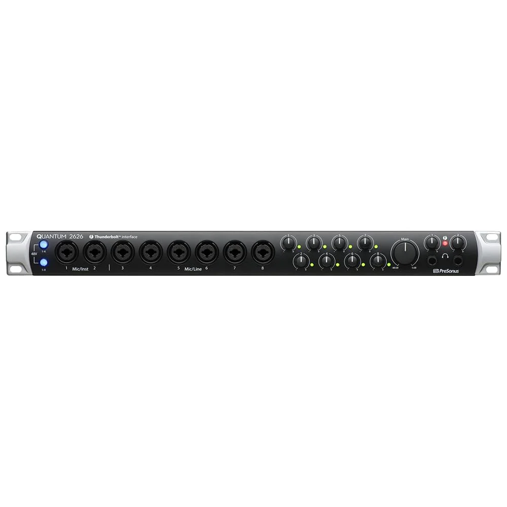 Pre Sonus Quantum 2626: 26x26 Thunderbolt™ 3 Audio Interface Bundle w/ 4-Pack Pig Hog PHM10 8mm Mic Cable and Liquid Audio Polishing Cloth - Image 5