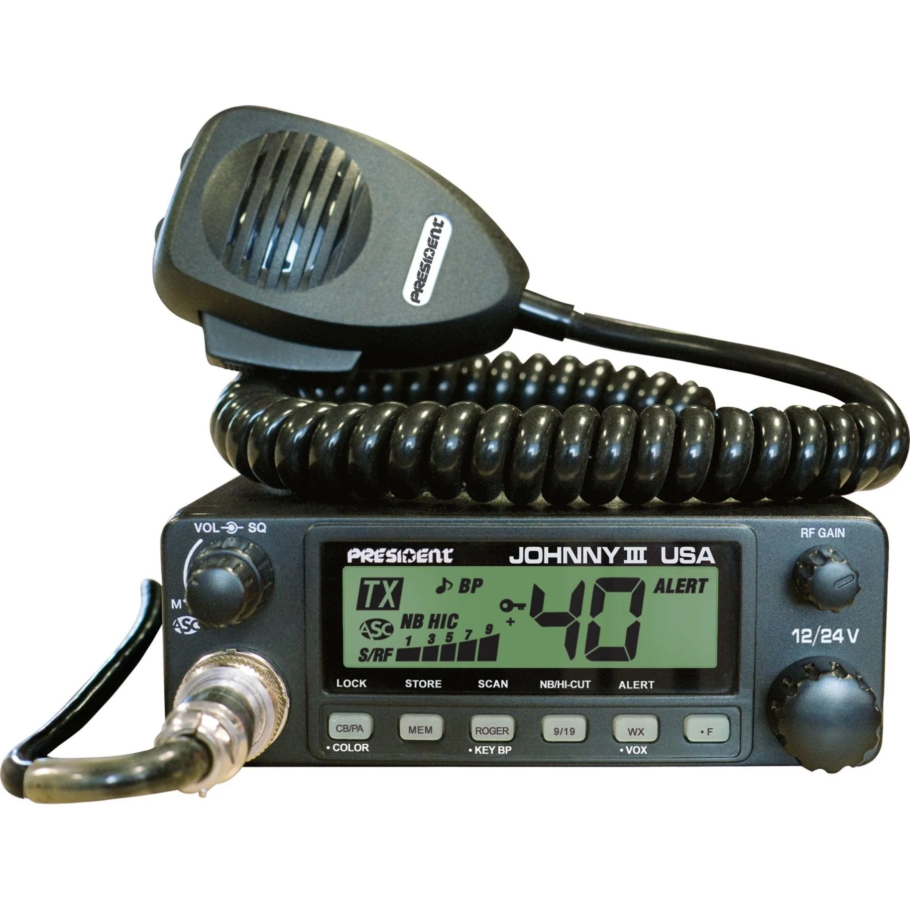 President Johnny III USA 40 Channel CB Radio 12 or 24V, Black - Image 2